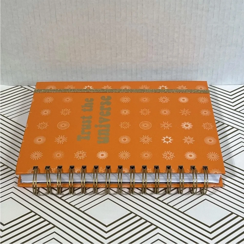 Trust The Universe Lined Hardcover Journal Notebook Orange Gold Celestial Sun